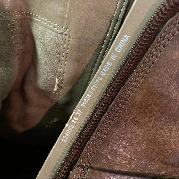 Ecco Leather Boots Round Toe Side Zip Block Heel Ankle Womens Size 37 - Picture 12 of 13